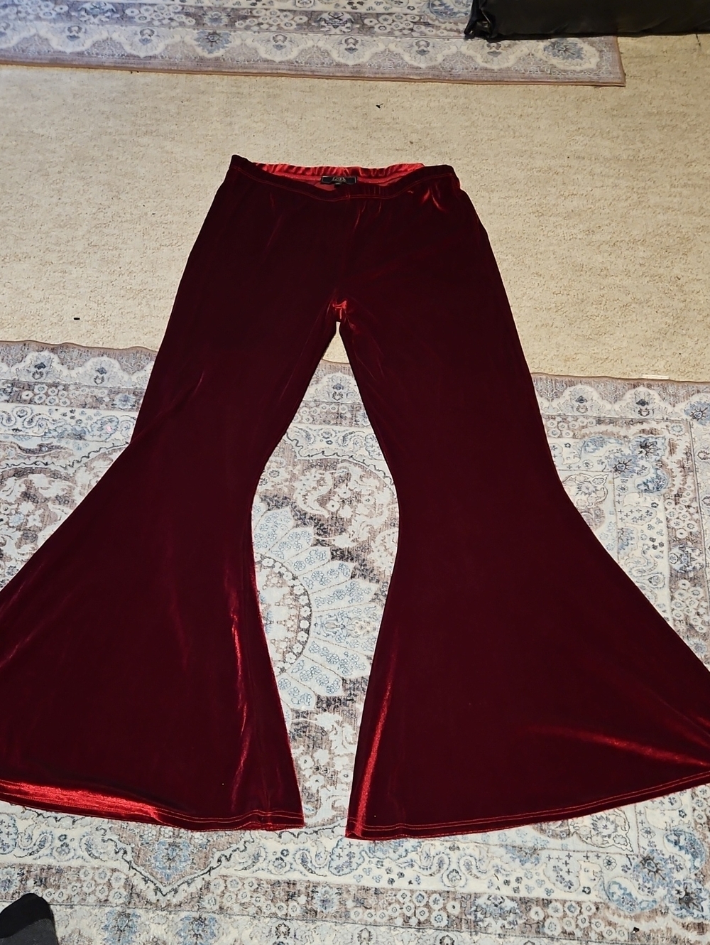 Velvet Flared Pants in Deep Burgundy